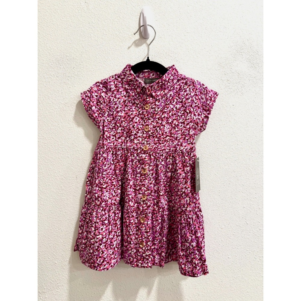 Vince Camuto Girls Dress 2T Pink Purple Floral Button Front Tiered Skirt NEW